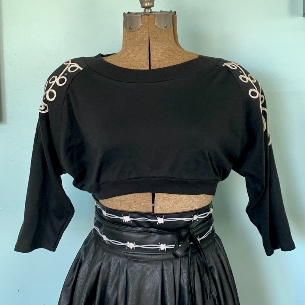 80s Contempo Casuals Black Crop Top